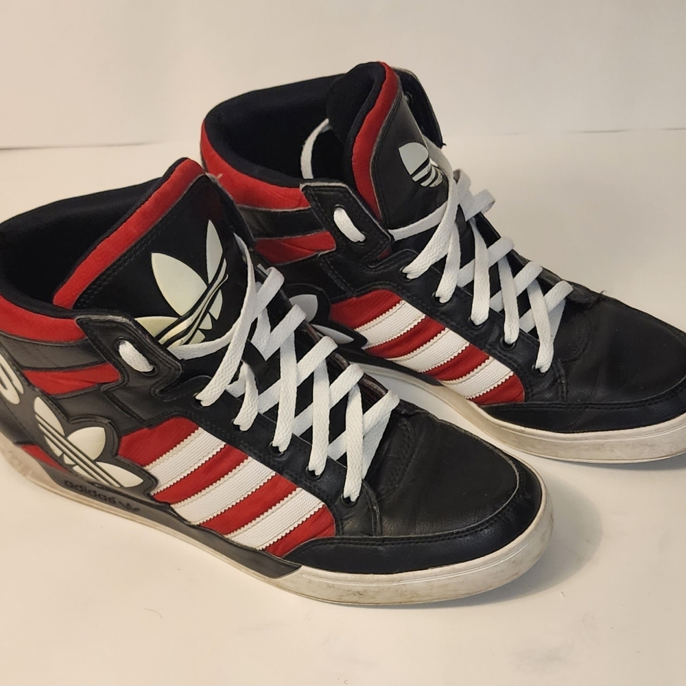 Adidas Hi Top Basketball Shoes 2012, Red/Black/White, Mens Size 10.5